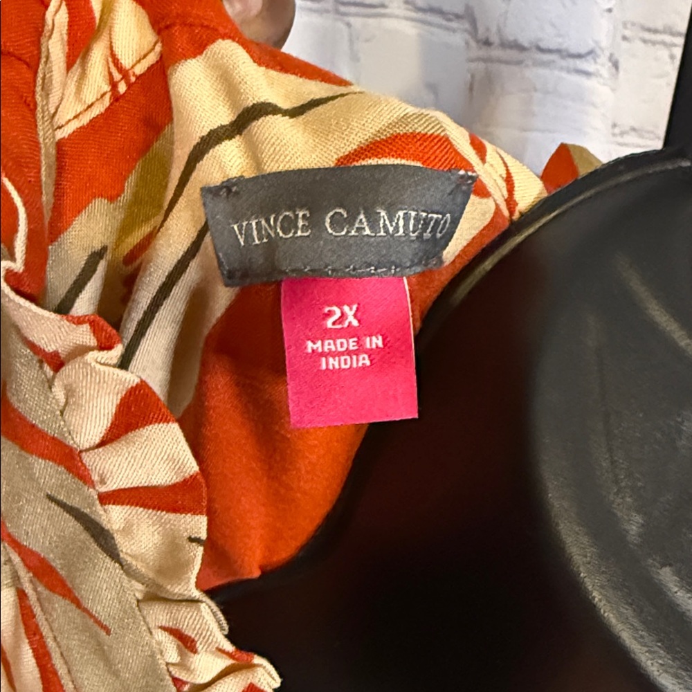 NWT Vince Camuto Orange and Cream Leaf Print Maxi Dress - Picture 9 of 13